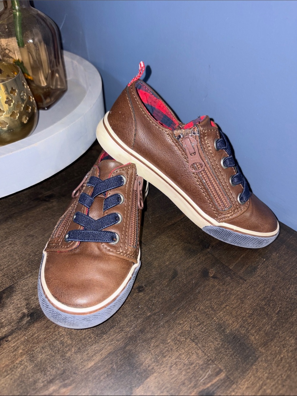 Cat & Jack Brown Sneakers with Navy Accents